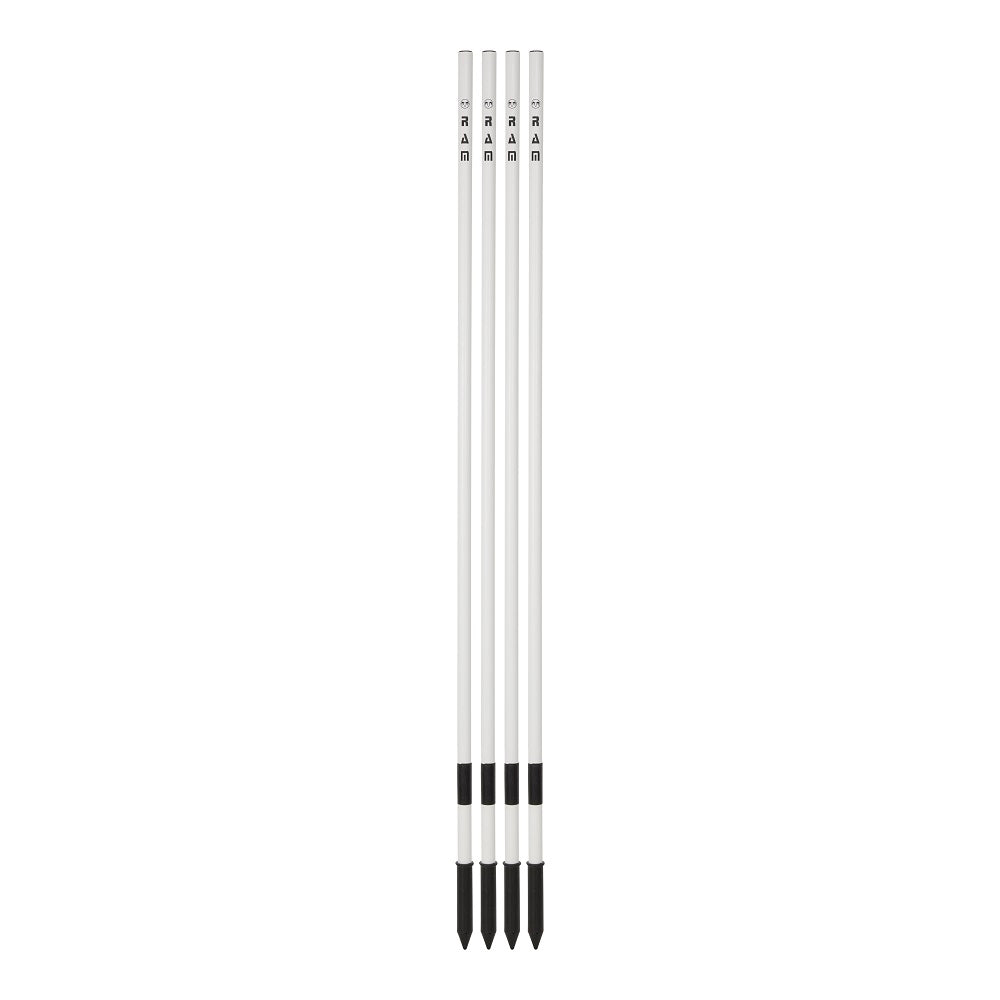 Set of 4 Ram Rugby durable PVC safety corner poles for rugby field marking, designed for outdoor ground equipment use.