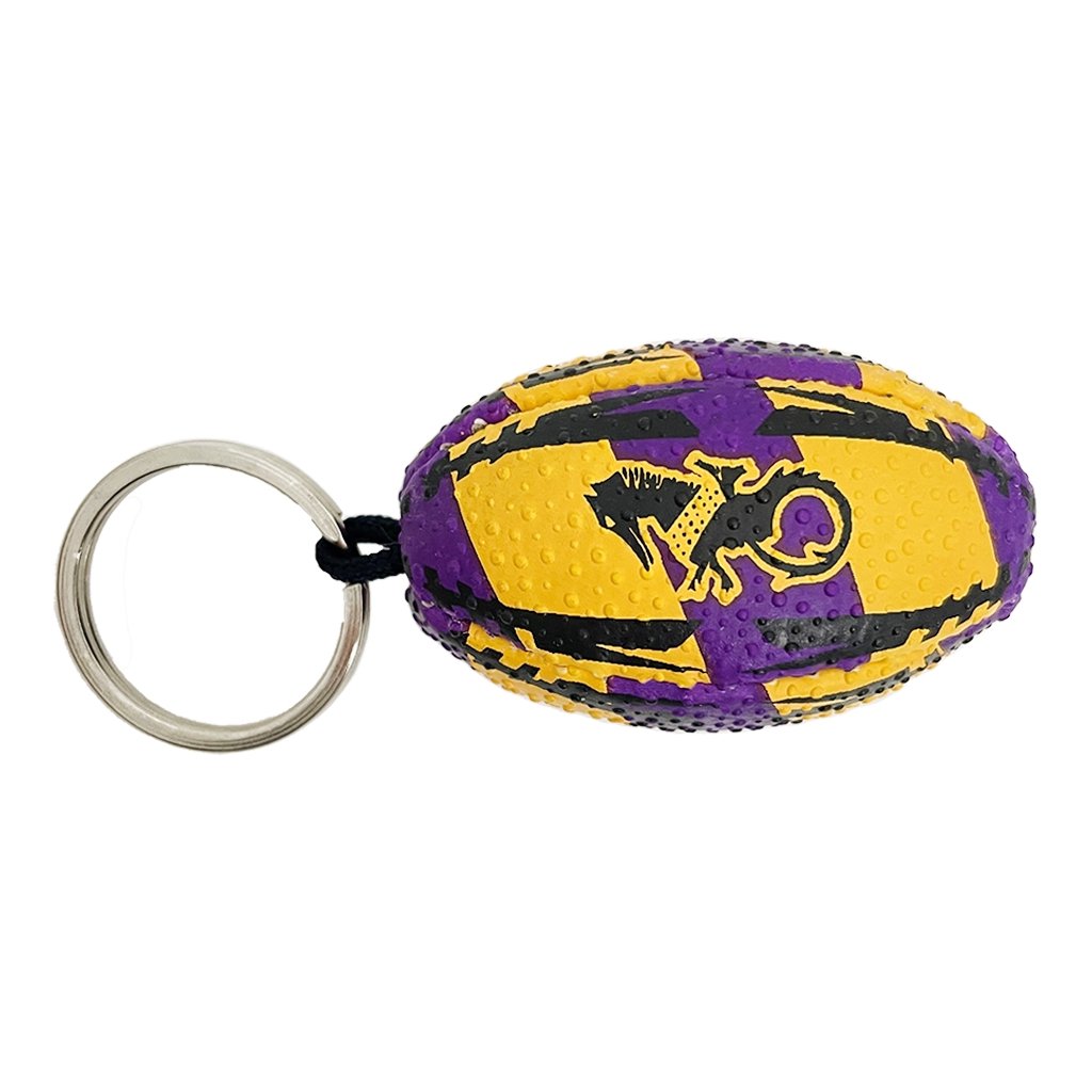 Ram Rugby custom printed rugby ball keyrings in soft PU material, personalized promotional gifts for events and giveaways