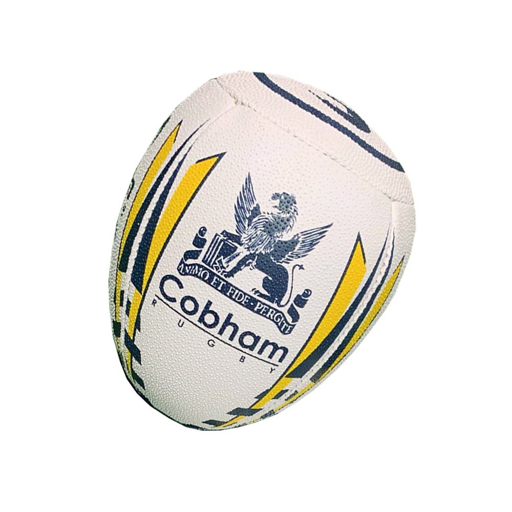 Ram Rugby custom printed training rugby ball with personalized club logos, professional grip, and durable design for practice sessions
