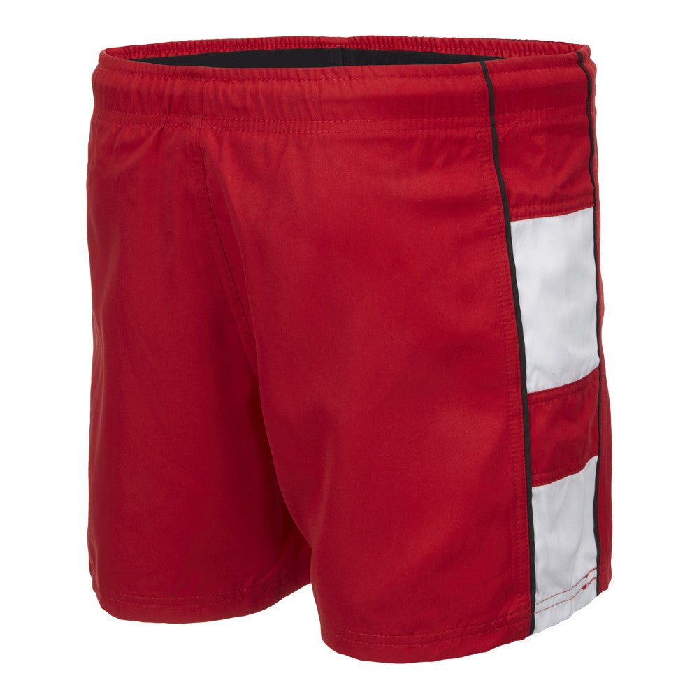 Black customizable Ram Rugby sublimated poly twill rugby shorts with stretch gusset for comfort and enhanced movement