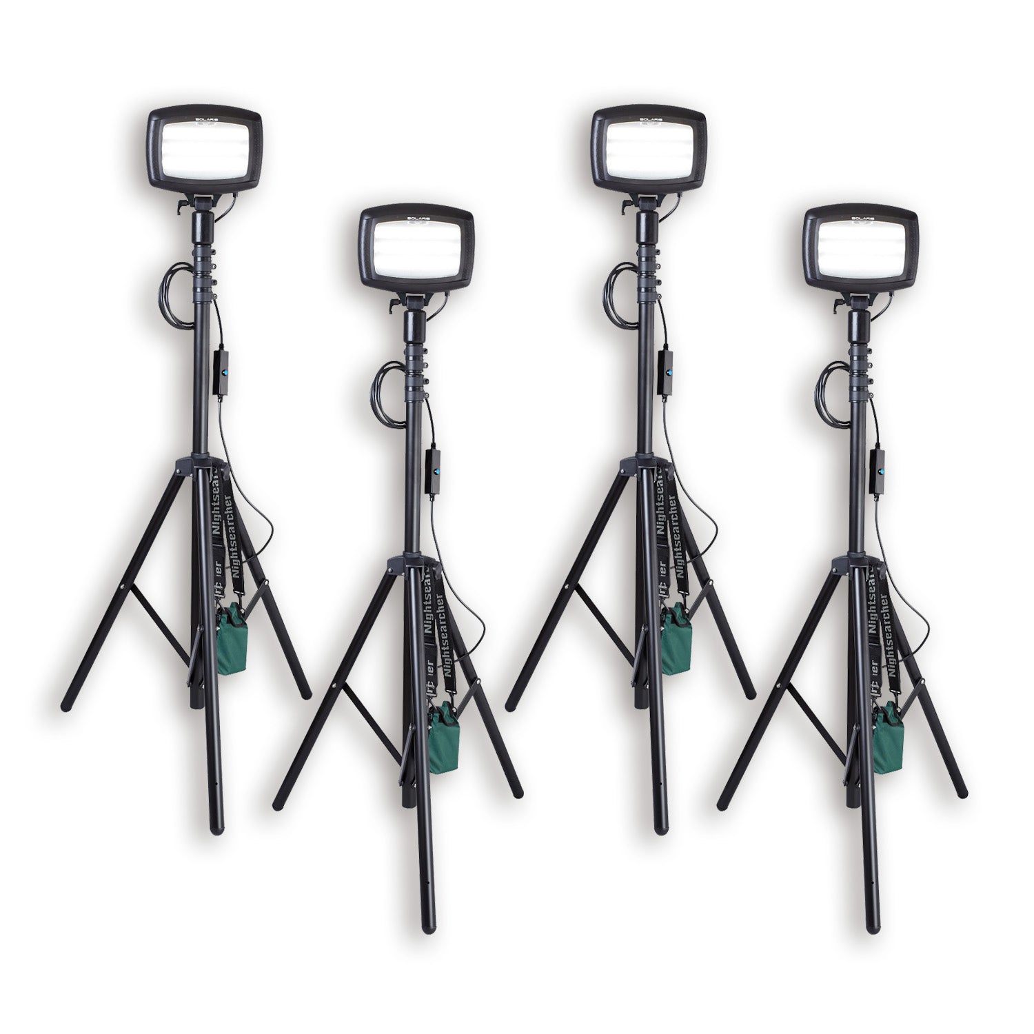 Nightsearcher Solaris Megastar 20K LED rechargeable floodlight showing adjustable LED panel and durable outdoor housing