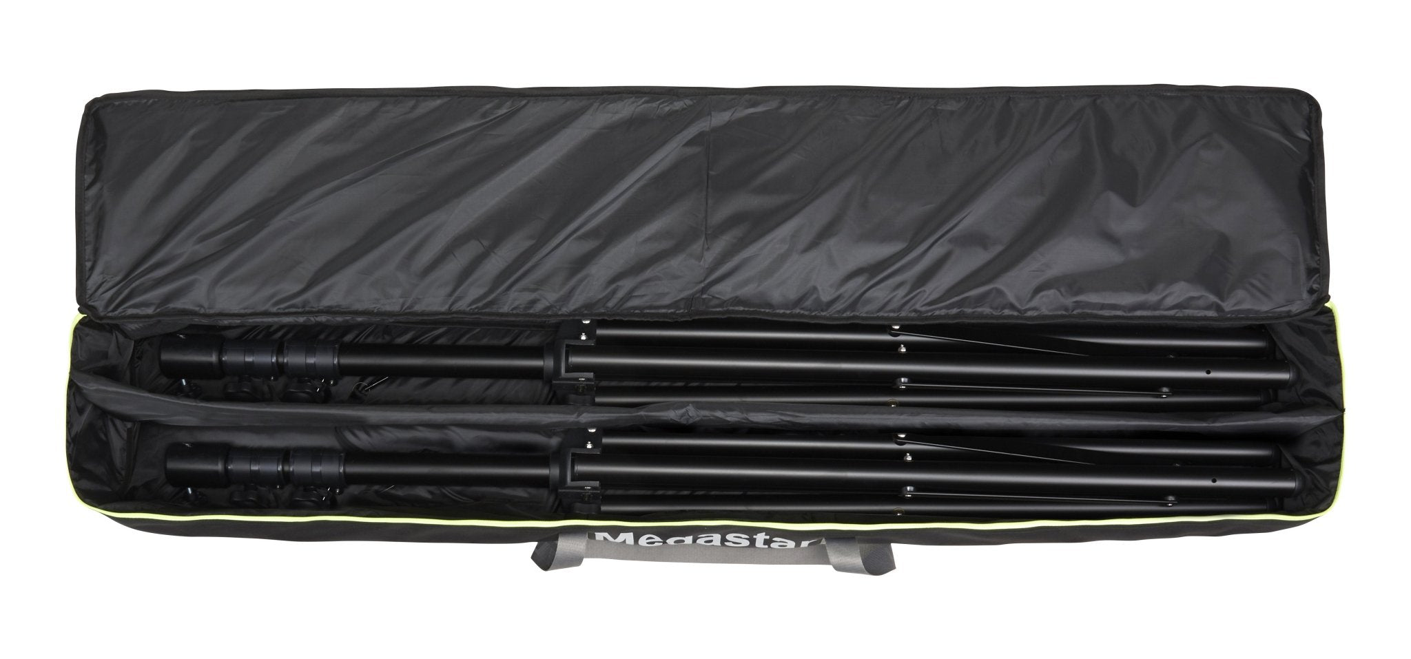 Nightsearcher Solaris Megastar 20K LED rechargeable floodlight showing adjustable brightness levels and weatherproof design