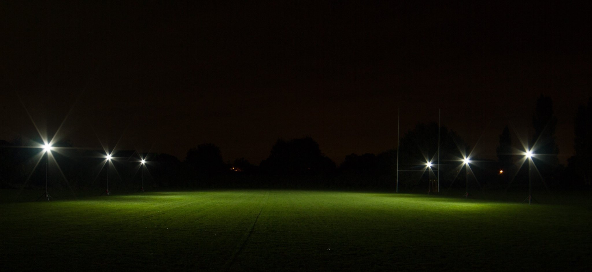 Nightsearcher Solaris Megastar 20K LED rechargeable floodlight showing adjustable lighting levels and robust outdoor design