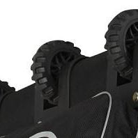 Ram Rugby Team Kit Bag Pro in black Cordura with three wheels, large end straps, and spacious storage for sports gear