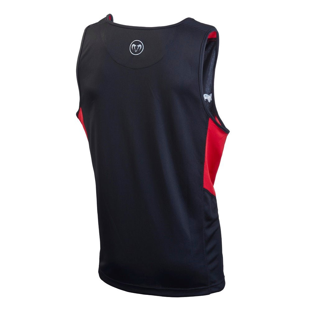 Ram Rugby Custom Technical Vest in black lightweight breathable polyester, standard fit for athletic training comfort and mobility
