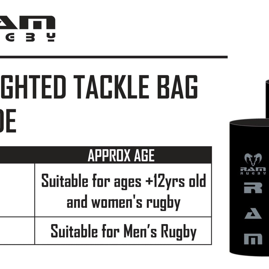 Ram Rugby Weighted Half Tackle Bag in blue vinyl with handles, ideal for rugby training and tackling drills.