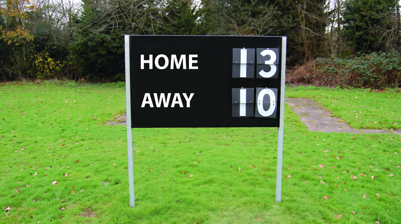 Rugby scoreboard on a grass pitch – RAM Rugby