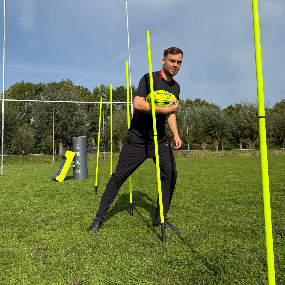 Set de postes de entrenamiento de dos piezas Ram Rugby de 10 unidades para ejercicios deportivos
