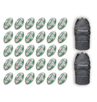 Ram Rugby Academy Trainer Ball Bundle with 30 orange youth rugby balls neatly stored in two breathable carrying bags for training