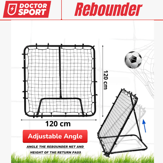 Doctor Sport Sport Rebound Net with adjustable foldable metal frame and high-tension 100x100 cm surface for training
