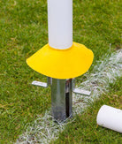 Ram Rugby 3.6m mini plastic rugby goal posts in white, lightweight high-impact uPVC with easy no-hole assembly system.