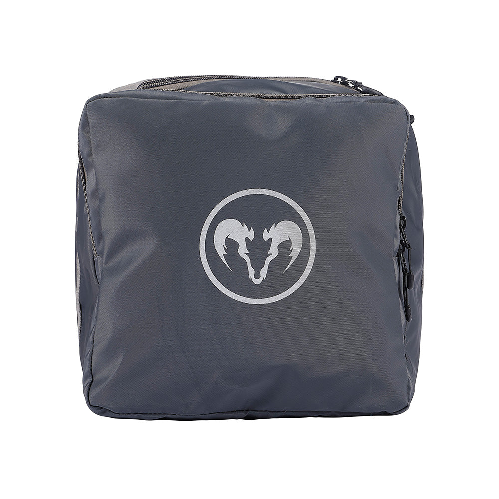 Ram Rugby Premier Team Kit Bag in black SRF material with large D-zip, side handles, water-resistant rugby gear storage