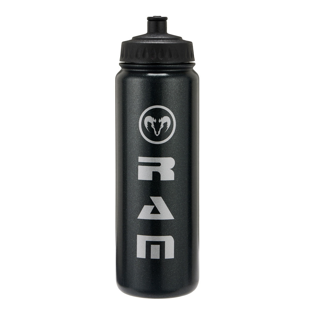 Black Ram Rugby 750ml ergonomic water bottle with push-pull lid and screw cap for secure training hydration grip