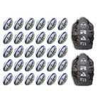 Stacked Gilbert G-TR4000 trainer rugby balls in bright yellow with black detailing, accompanied by two large breathable ball bags for training use