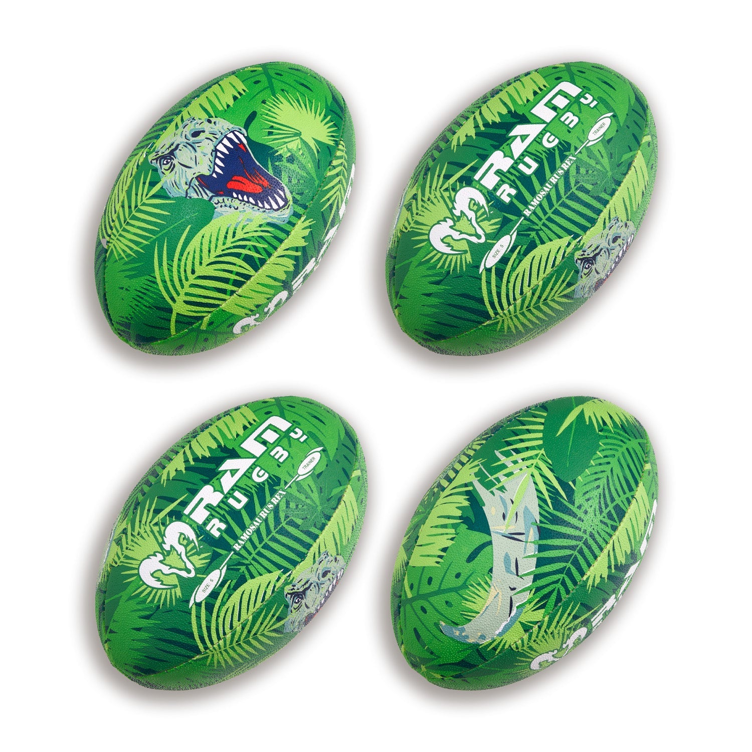 Ram Rugby Animal Design Squad Trainer Rugby Ball in vibrant colors with 3D grip, durable polycotton for all ages training