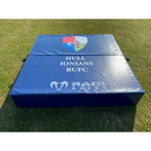 Ram Rugby durable custom tackling mat with reinforced non-slip PVC base, folded for easy storage and transport, indoor/outdoor use