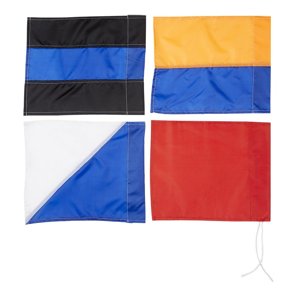 Ram Rugby custom 36cm nylon corner flag in red and yellow, ripstop material, rugby pitch marker for field setup