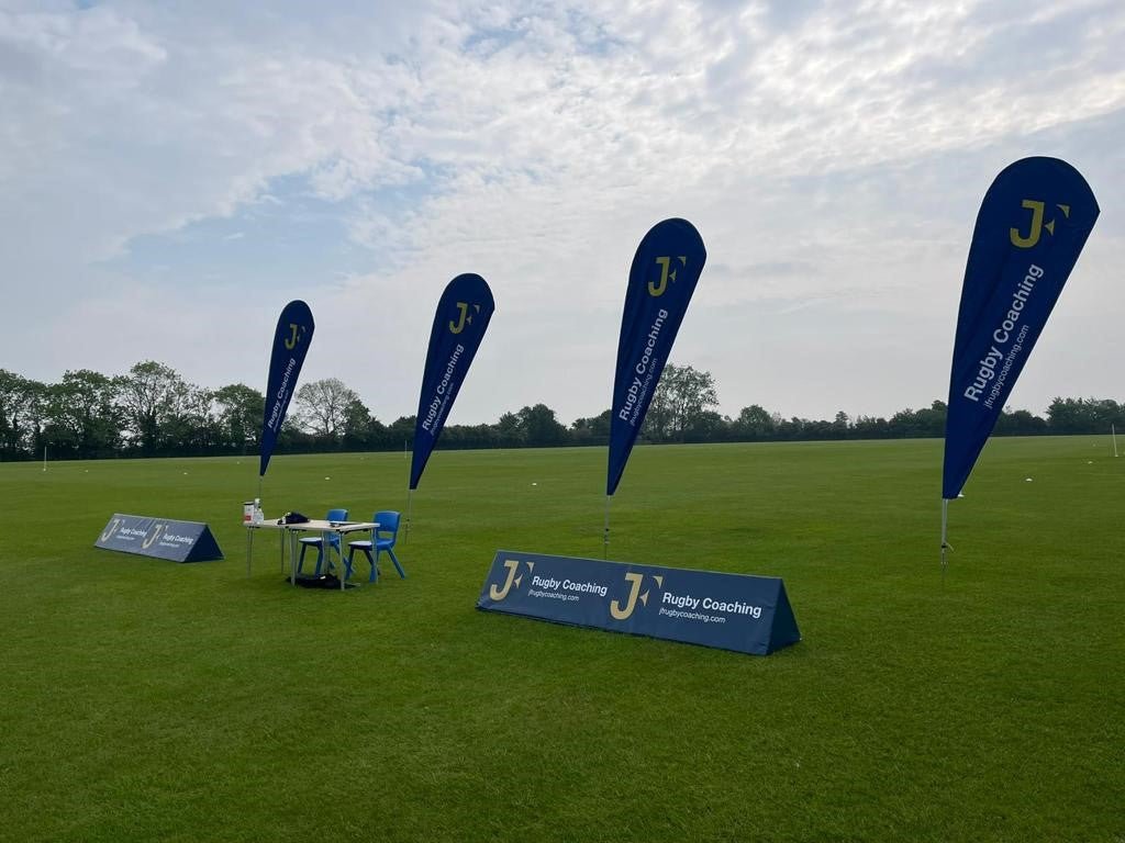 Ram Rugby custom feather corner flags double-sided printed in vibrant colors, lightweight and durable for outdoor sports events