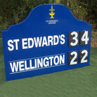 Ram Rugby Elite Timber Scoreboard with durable wooden frame, flip numbers, and customizable name boards for rugby clubs