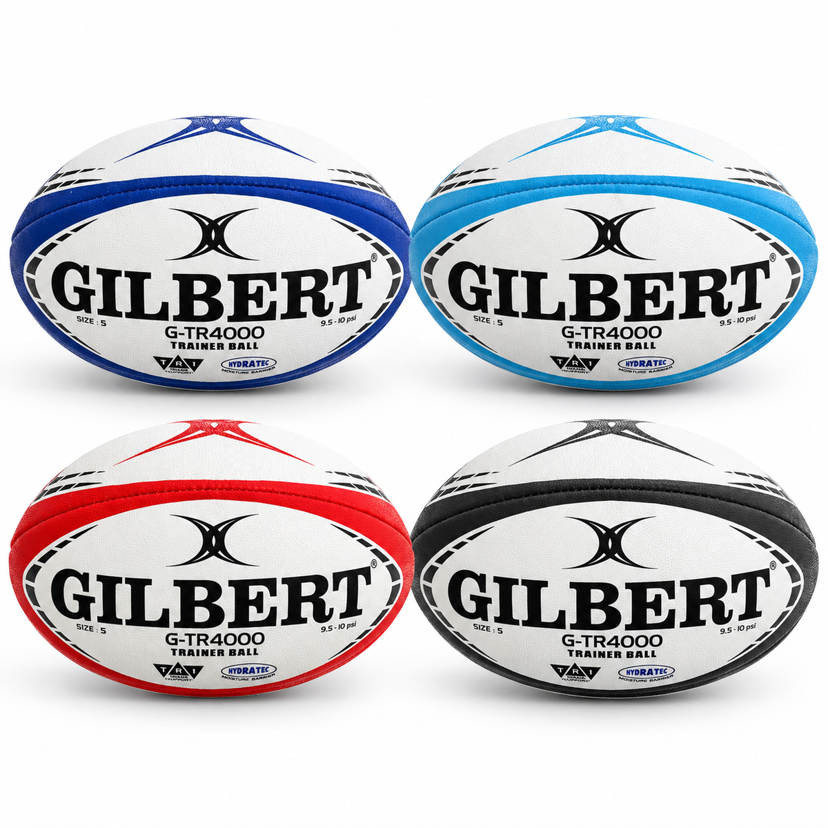 Balón de rugby de entrenamiento Gilbert G-TR4000 - 4 colores, tallas 3-5