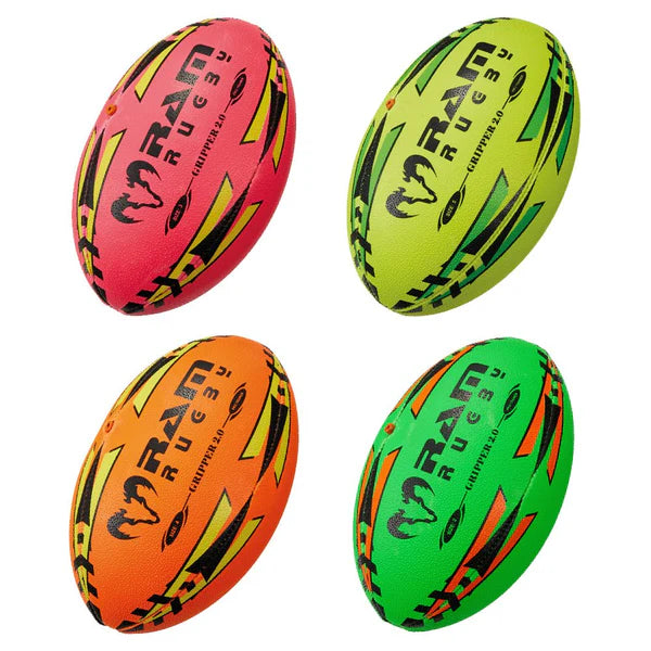 Balón de Entrenamiento Ram Rugby Gripper 2.0 Pro Trainer en Neón para Jóvenes