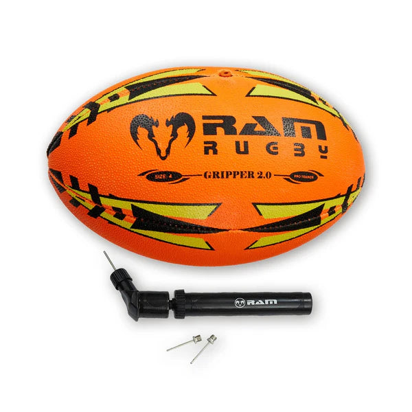 Balón de Entrenamiento Ram Rugby Gripper 2.0 Pro Trainer en Neón para Jóvenes