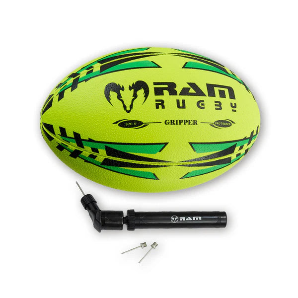 Balón de Entrenamiento Ram Rugby Gripper 2.0 Pro Trainer en Neón para Jóvenes