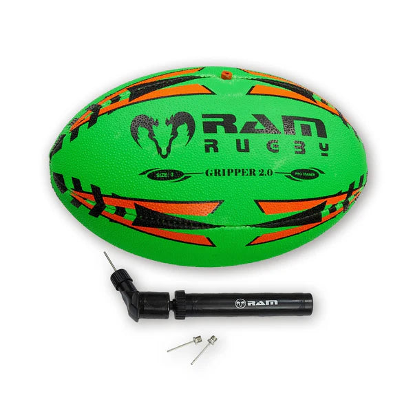 Balón de Entrenamiento Ram Rugby Gripper 2.0 Pro Trainer en Neón para Jóvenes