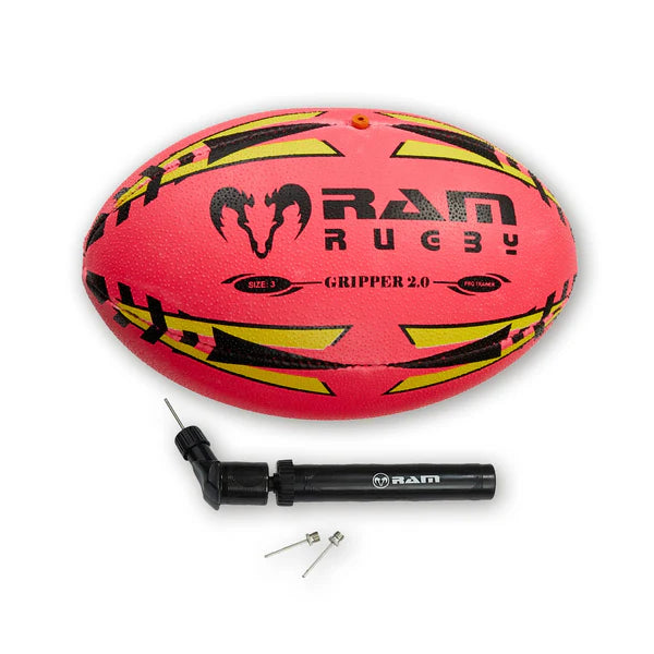 Balón de Entrenamiento Ram Rugby Gripper 2.0 Pro Trainer en Neón para Jóvenes