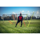Ram Rugby Standard Training Poles set showing six yellow and six orange 180cm PVC poles with metal spikes for agility drills