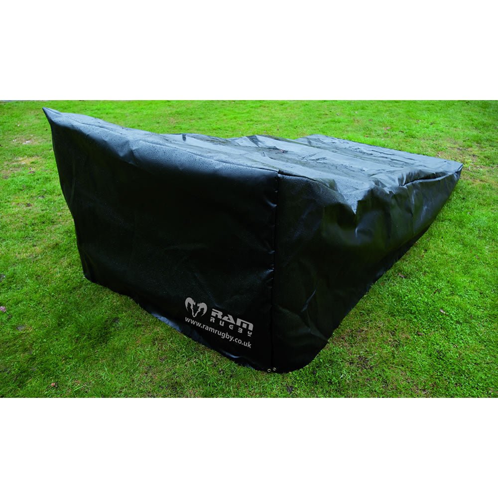Ram Rugby Low One PVC scrum machine cover in black, weatherproof protector for durable rugby training equipment storage