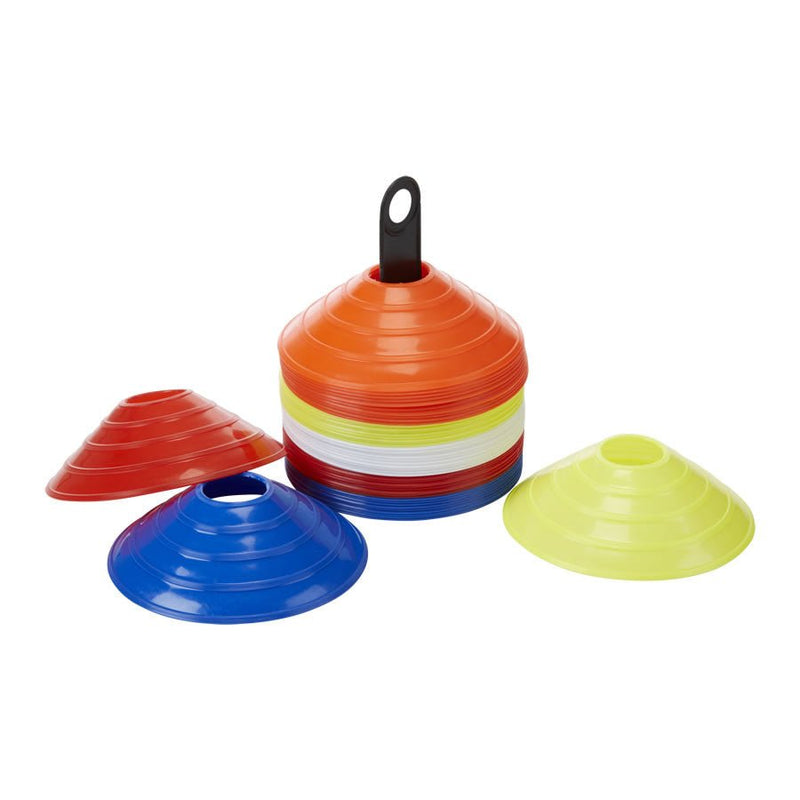 Set of 50 Ram Rugby durable 40g marker cones in five colors with stand for club training and rugby coaching drills