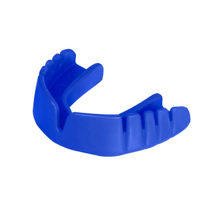 Opro Snap-Fit Value Tub with 100 dark blue rugby mouthguards bulk packed for team training and sports protection