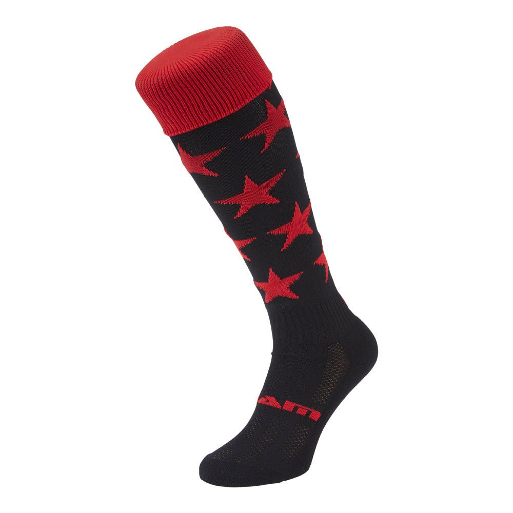 Ram Rugby Protec breathable rugby socks with cushioned sole, elasticated ankle support, and micro-mesh knit design