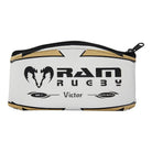 Ram Rugby pencil case shaped like an authentic rugby ball with rubber grip texture and secure zipper closure.