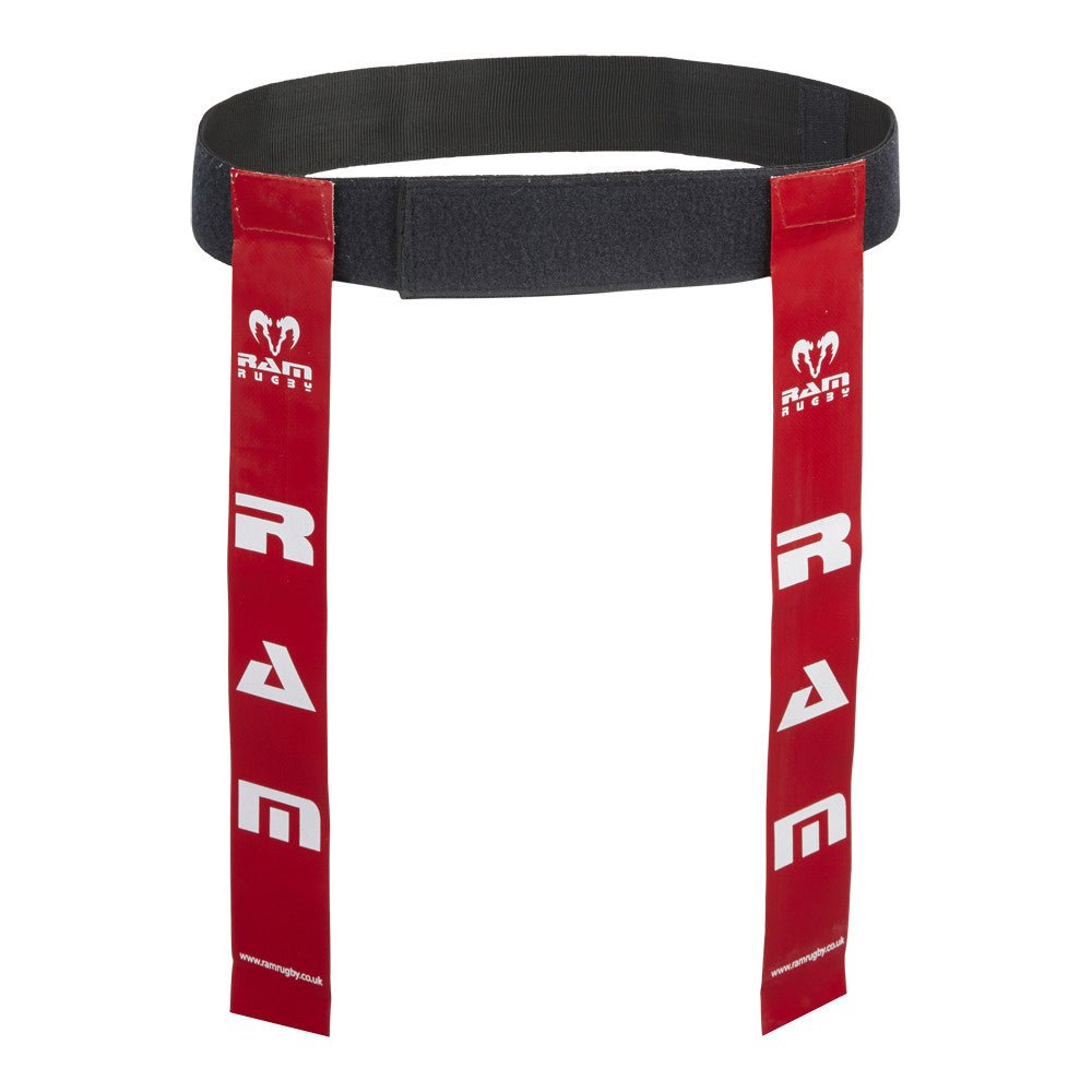 Ram Rugby Tag Rugby Set featuring 10 large adjustable belts and 20 durable PVC tags with Velcro for training drills