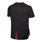 Ram Rugby Edge Technical T-shirt in black and red, lightweight 100% polyester micro knit with round neck, standard fit