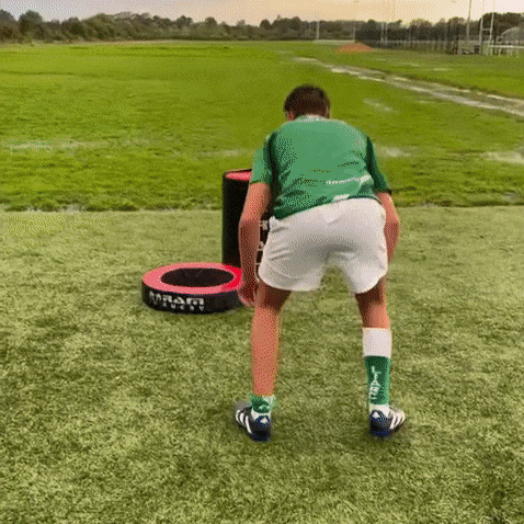 Ram Rugby weighted half tackle bag in blue, designed for rugby tackling drills to improve technique and strength training
